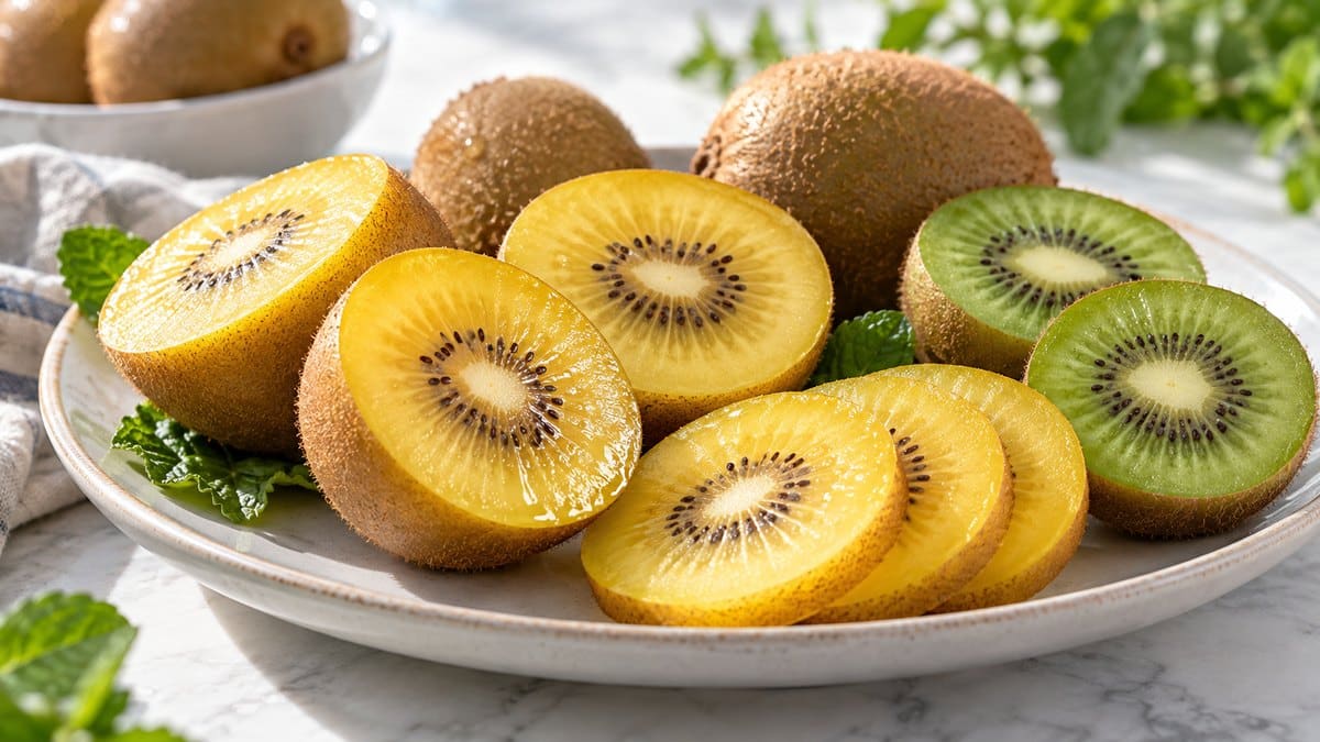 Photo culinaire illustrant : Kiwi jaune : tout savoir sur ce fruit plus doux que le kiwi vert