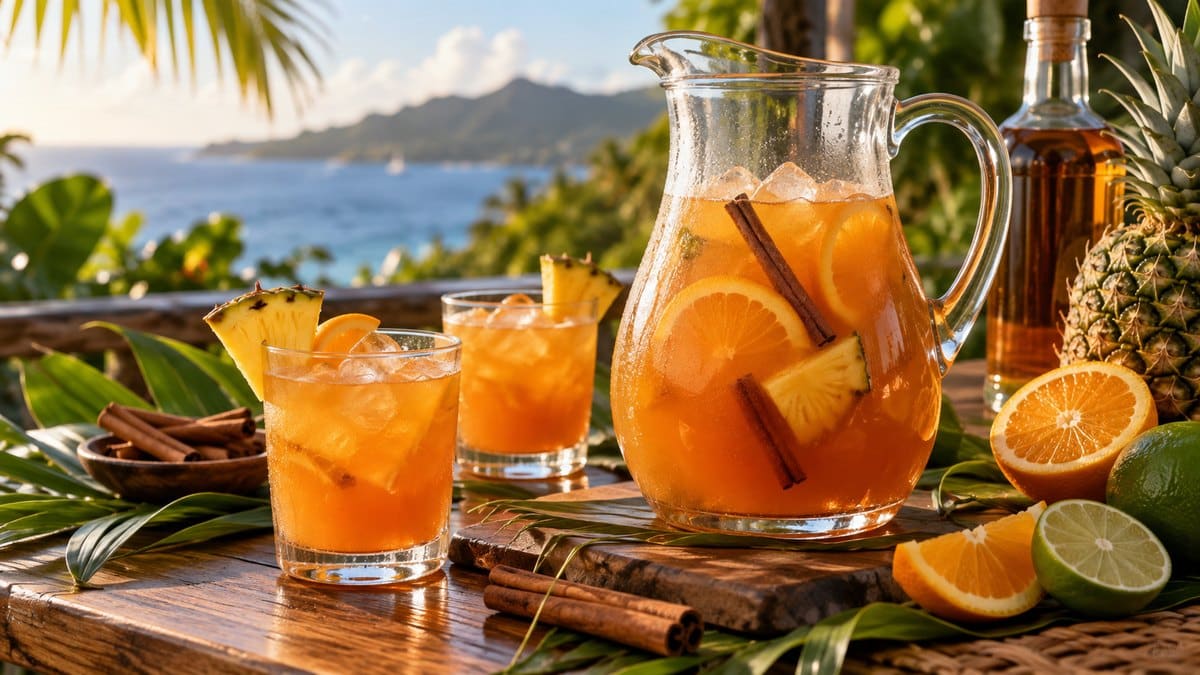 Photo culinaire illustrant : Punch planteur antillais : la recette authentique à l’ananas et au rhum