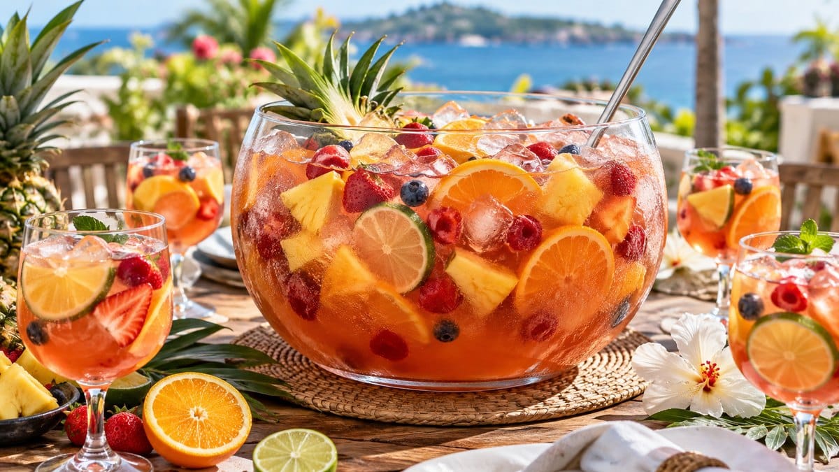 Photo culinaire illustrant : Punch multifruits : la recette généreuse pour 10 personnes
