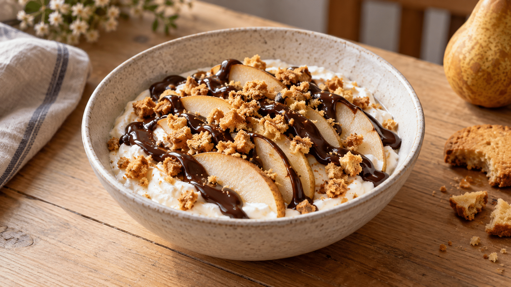 Poire, chocolat, palet breton : ce dessert en bol est prêt en 11 minutes