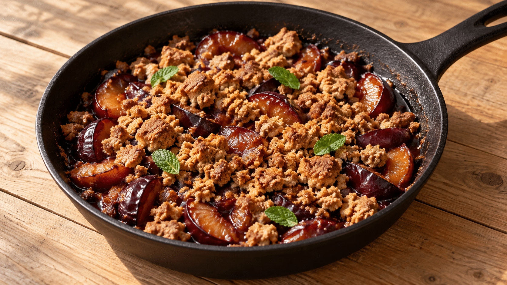 Des quetsches, des spéculoos et une poêle : ce crumble express est prêt en 25 minutes