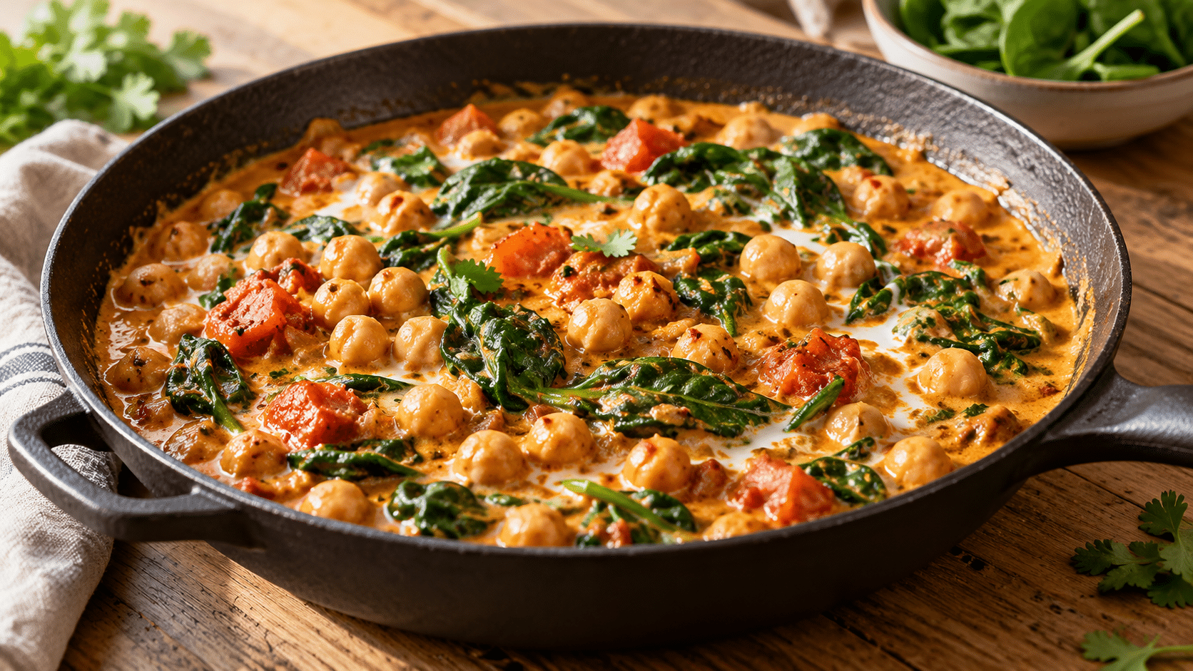 Une poêle, 25 minutes : ce curry de pois chiches devient ultra-crémeux