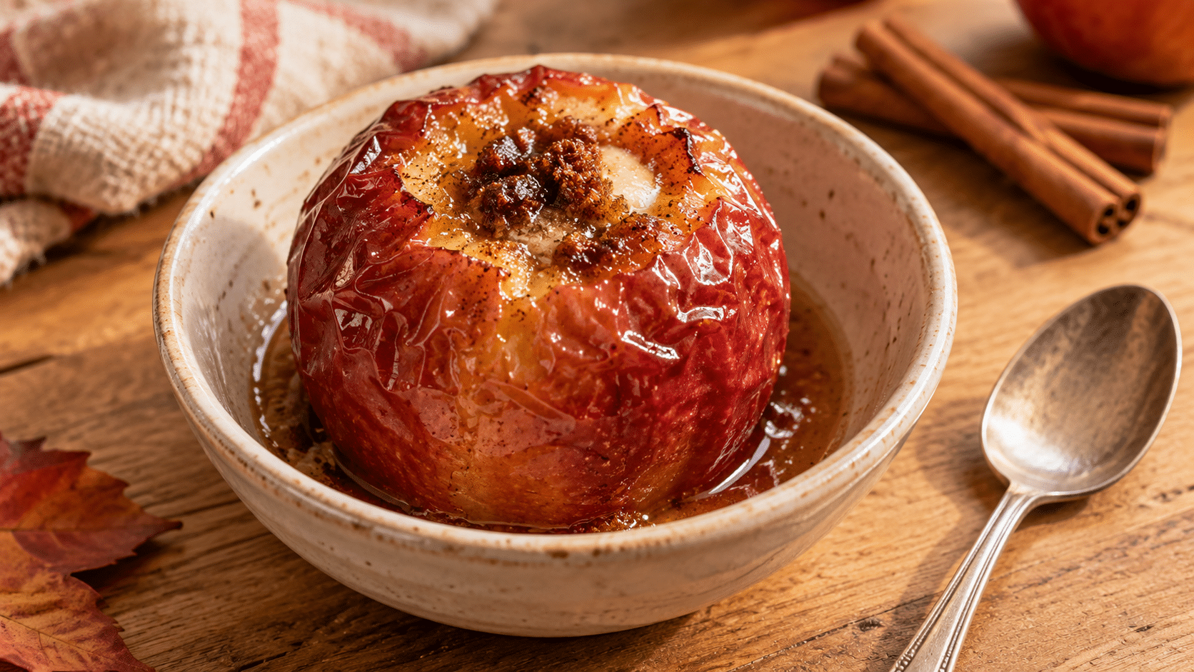Cette pomme entière cache un jus à la cannelle après 5 minutes au micro-ondes