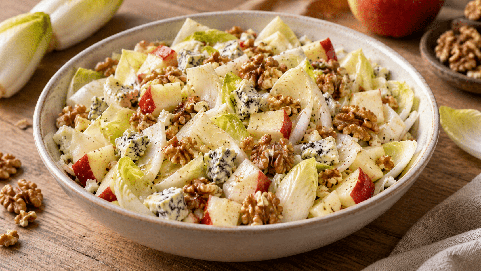 La pomme adoucit le roquefort : cette salade d’endives est prête en 15 minutes